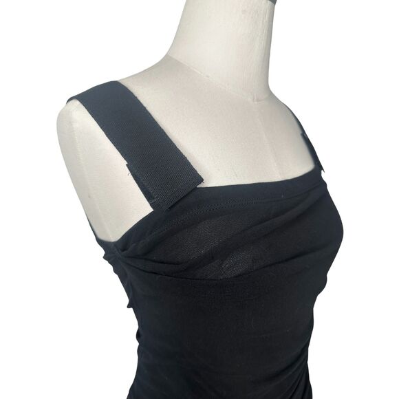 D&G Ruched Mesh Corset Tank Top Y2K Italy Black Grosgrain Straps XXS/XS - Picture 4 of 8